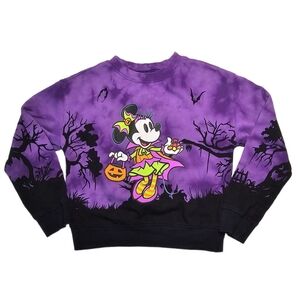 Disney Parks 2024 Purple Graphic Crewneck Halloween Sweatshirt Minnie Mickey